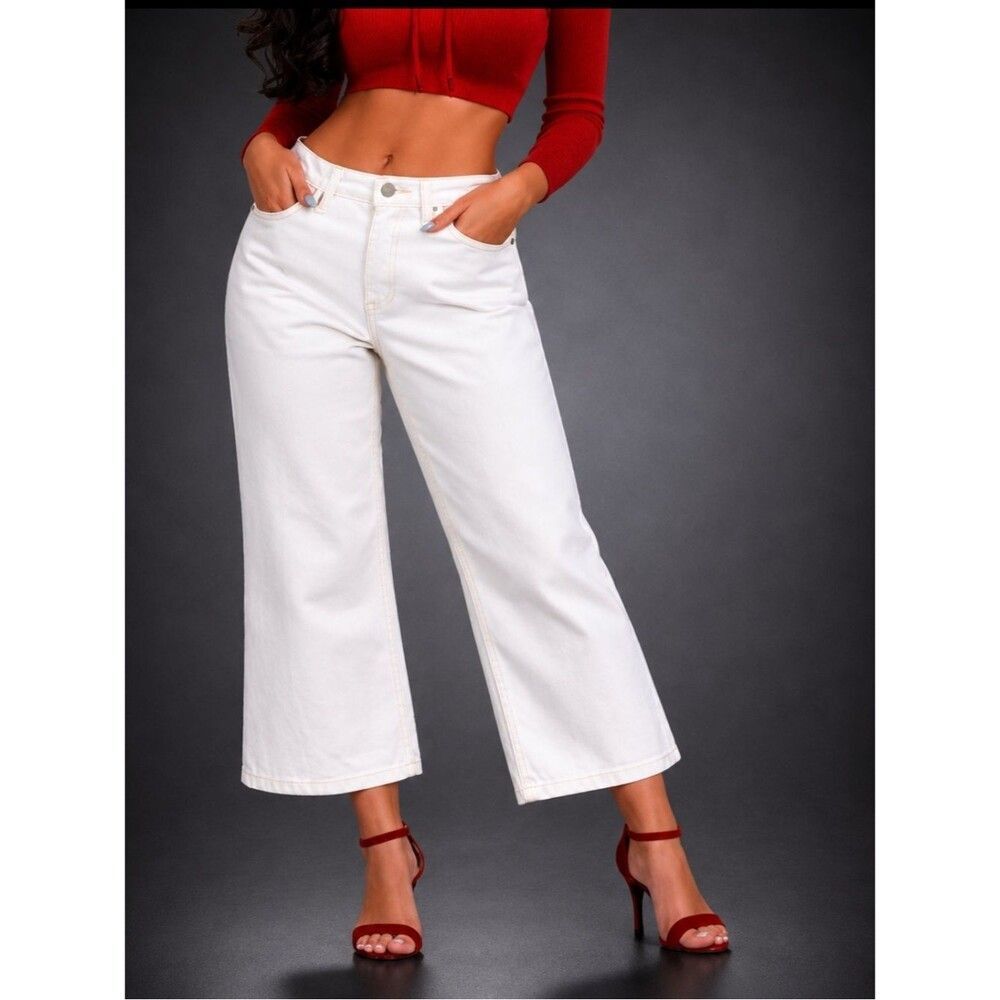 Ralph Lauren 31x26 Crop Wide Leg Jeans White NWT 100% Cotton